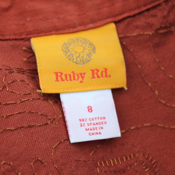 Ruby Rd. Burnt Orange Abstract Embroidered Jacket - Picture 14 of 15